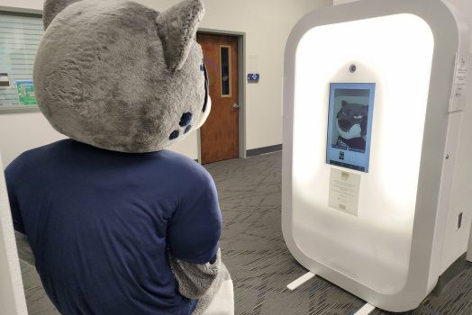 Jaguar mascot in photo booth