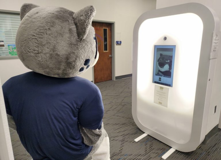 Jaguar mascot in photo booth