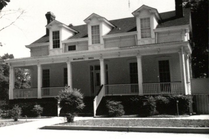 Black and white photo of Bellevue Hall on Augusta University's Summerville Campus