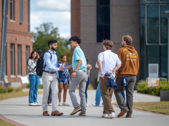 Students walking on the Health Sciences Campus at Augusta University