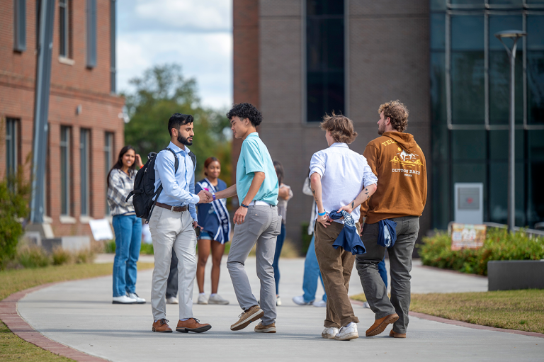 Students walking on the Health Sciences Campus at Augusta University