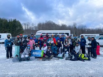 Students gathered together during Outdoor Recreation's annual ski trip.