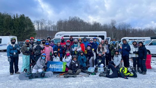 Students gathered together during Outdoor Recreation's annual ski trip.