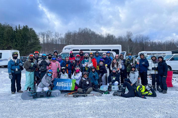 Students gathered together during Outdoor Recreation's annual ski trip.