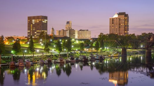 City of Augusta skyline with the marina in the foreground