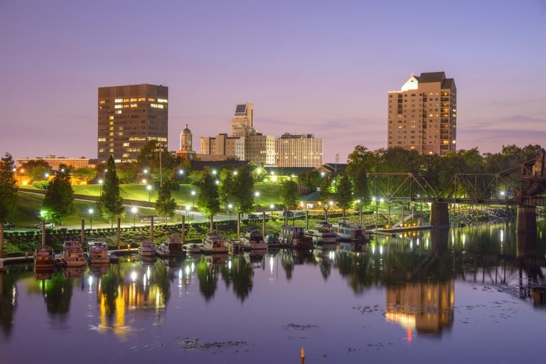 City of Augusta skyline with the marina in the foreground