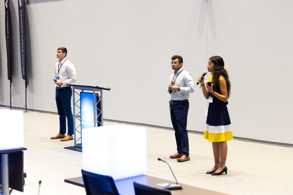 Students present in an auditorium during the annual Innovate Pitch Competition