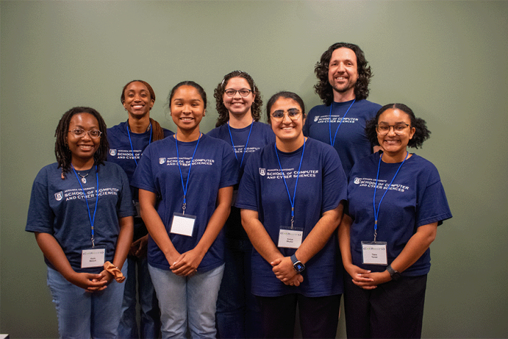 A group of seven college students.