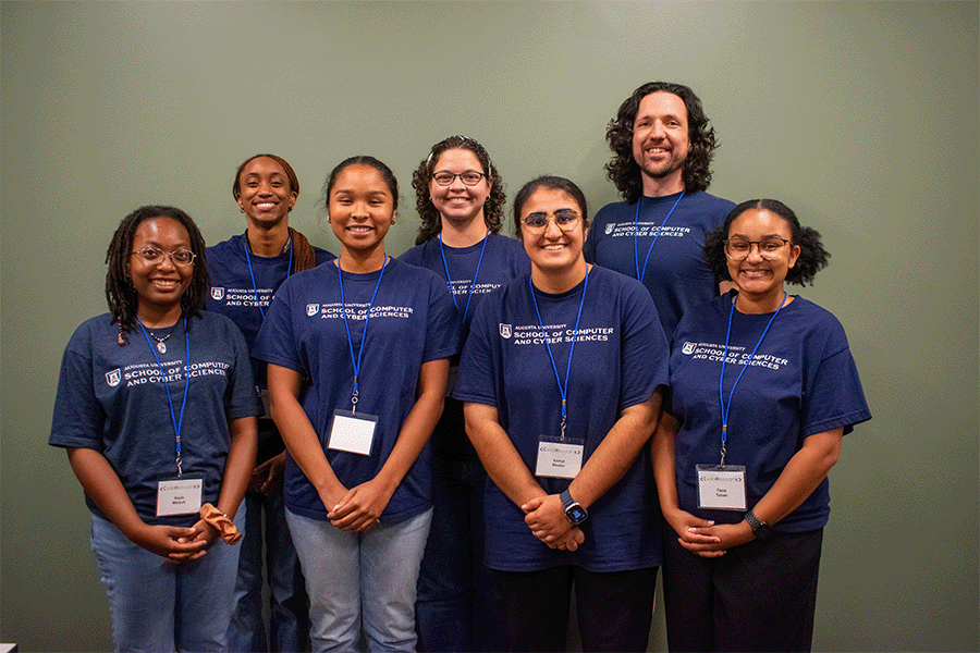 A group of seven college students.