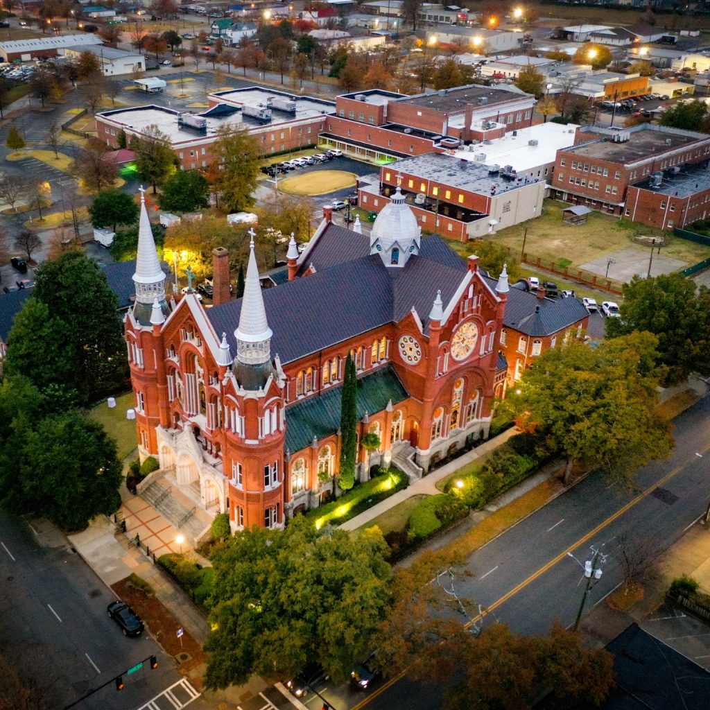 a large church, Sacred Heart Cultural Center, sits in downtown Augusta