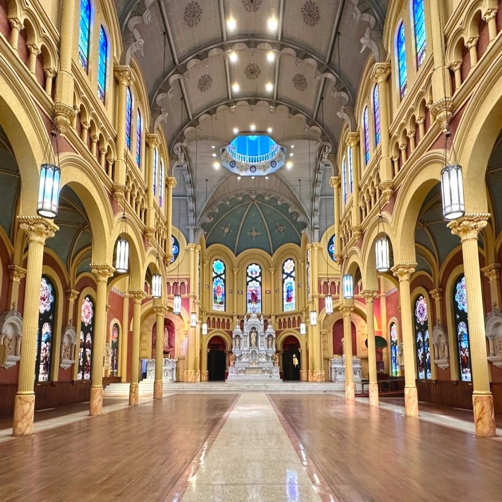 Inside a former Catholic church