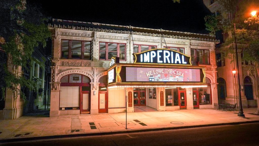 Theater at night.