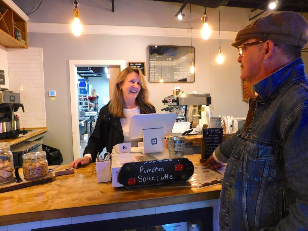 Woman at a counter