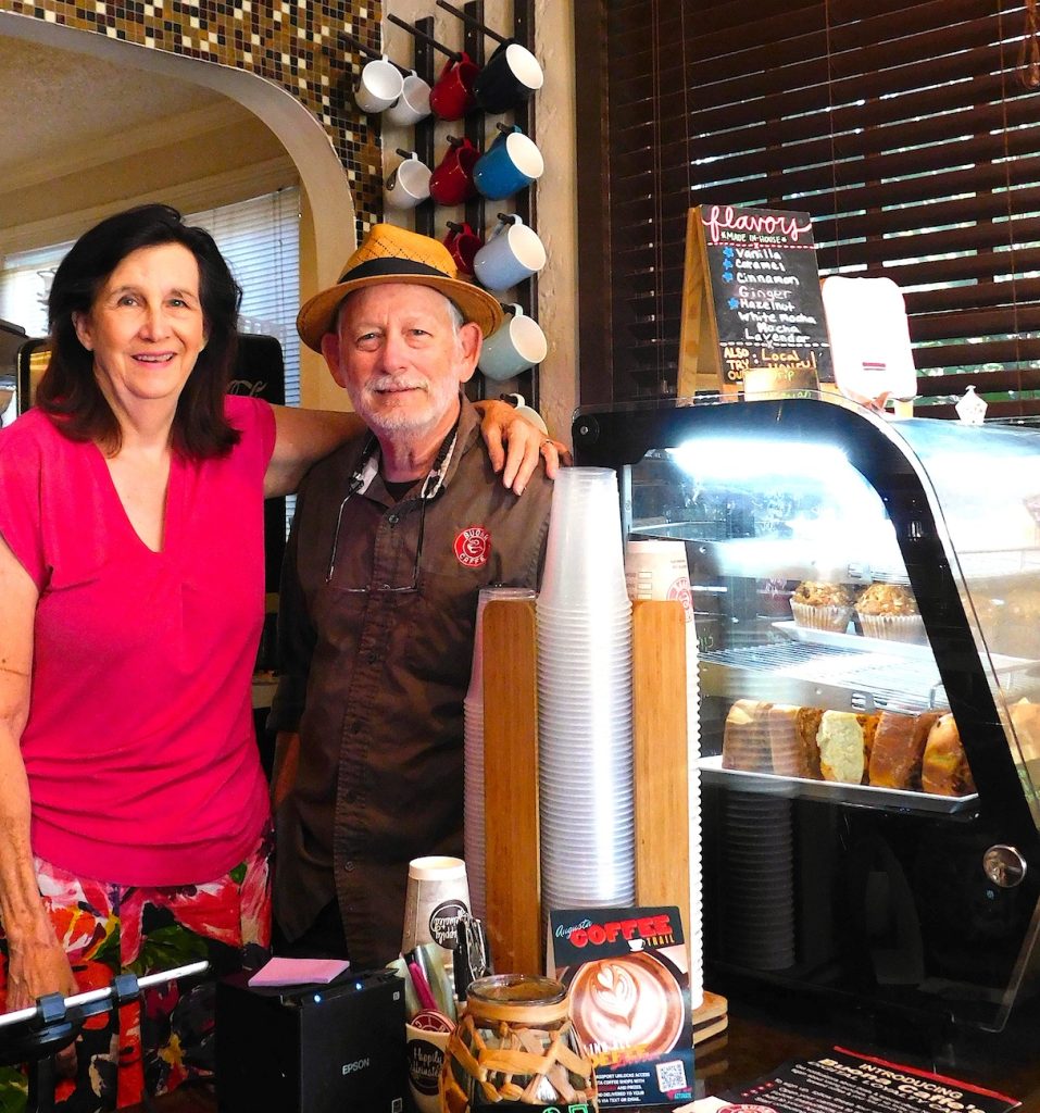 A couple in a coffee shop