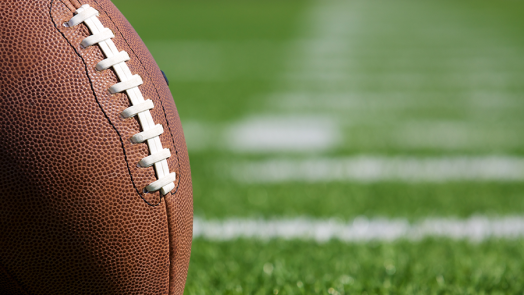 A football on a football field