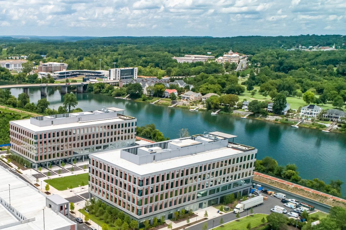 Two Cyber Buildings by the Savannah River.