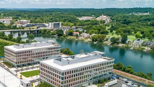 Two Cyber Buildings by the Savannah River.