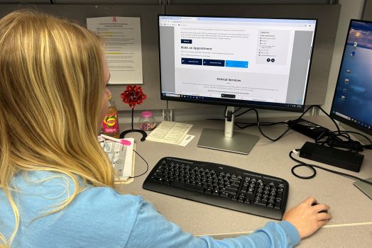 An Augusta University student accesses Student Health Services new online scheduling platform.