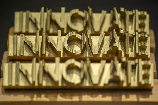 Metal carving of letters