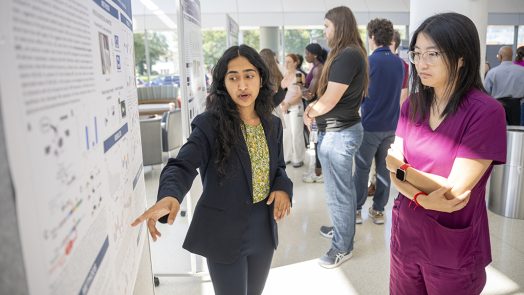 Women talking about poster board projects