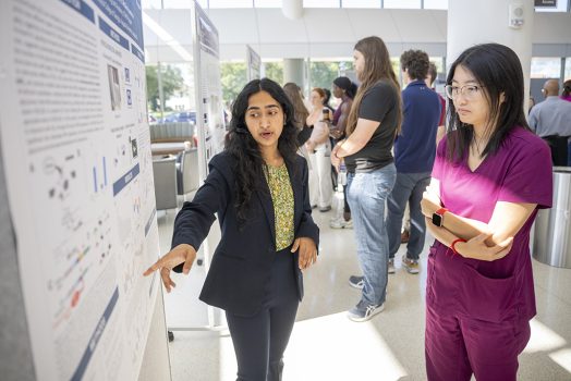 Women talking about poster board projects