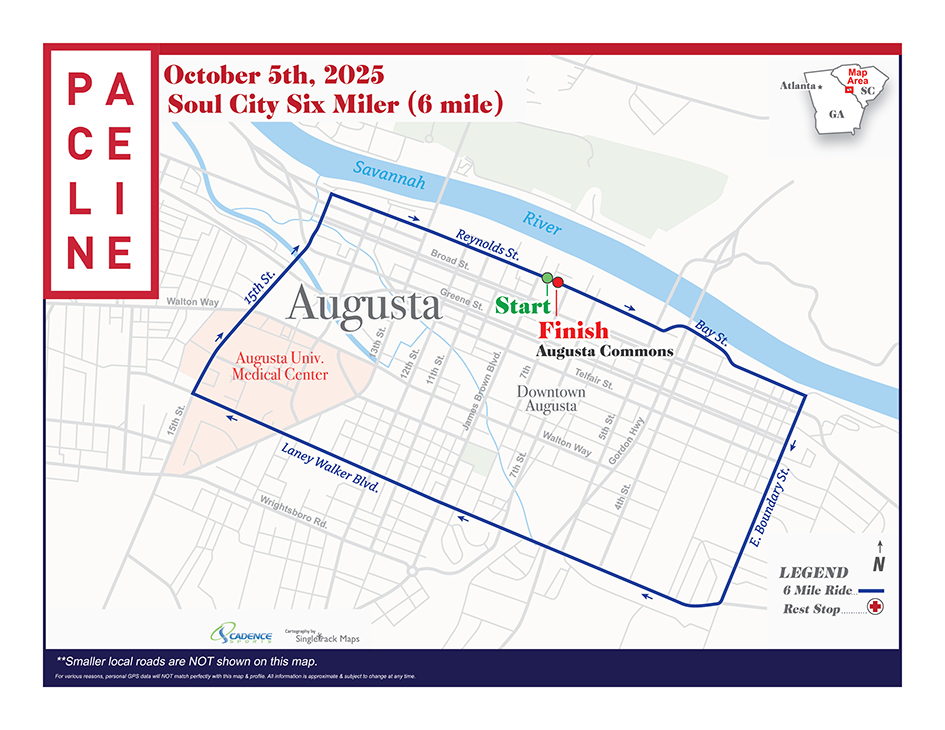 A map showing a bike race route.