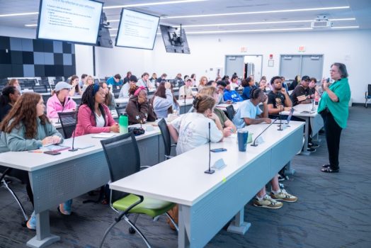 woman teaching in classroom