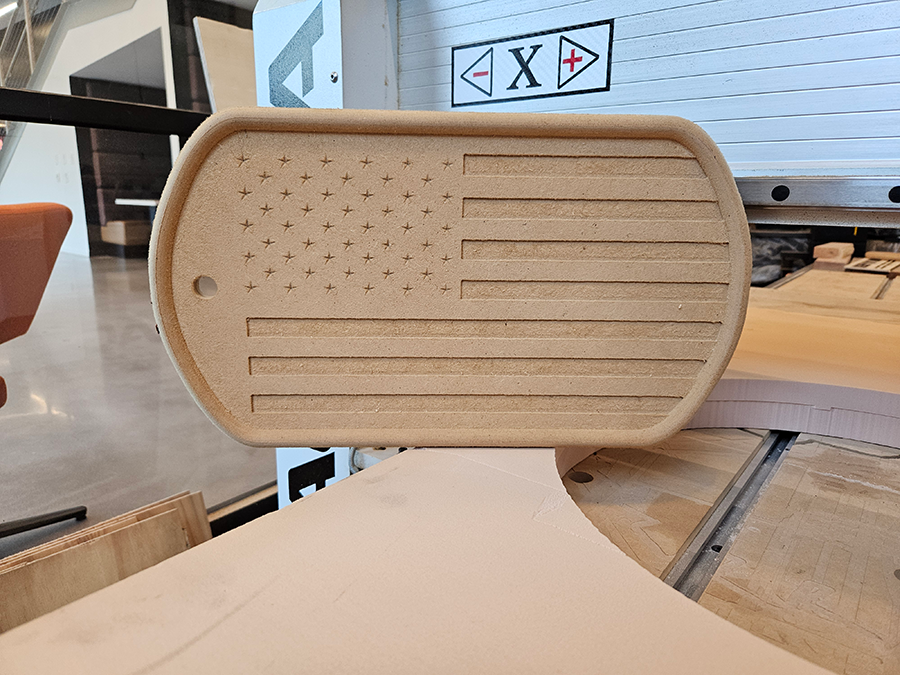 A large, 3D-printed tray portraying the American flag.