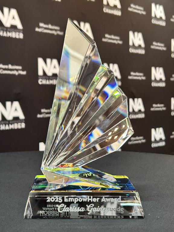 A trophy for the Woman who EmpowHers award.