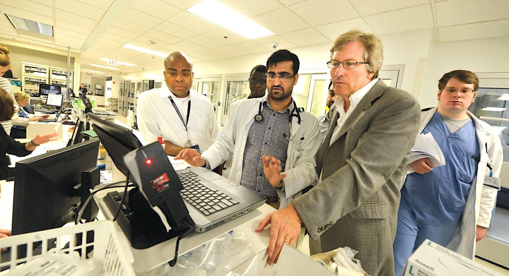Doctor with med students
