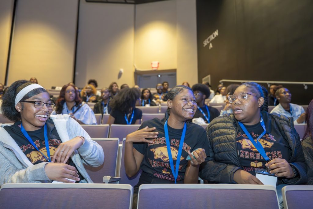 Students attending a conference