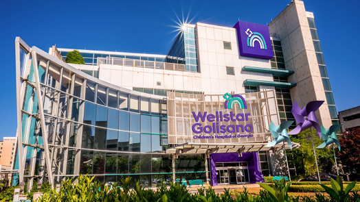 The front of a modern children's hospital.