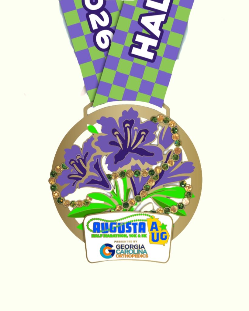 A medal for a half marathon race.