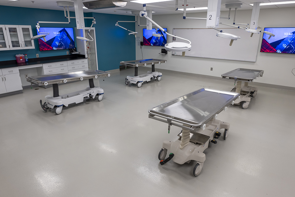 Tables in an anatomy lab.