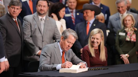 Governor signing the budget
