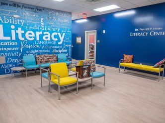 A room with words on the wall