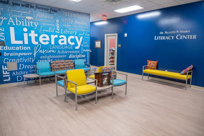 A room with words on the wall