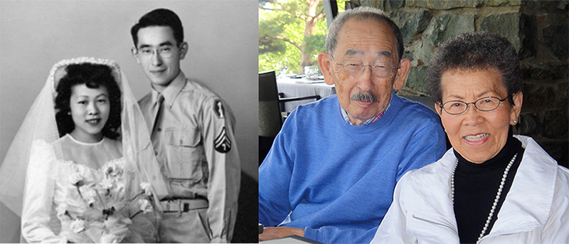 Side-by-side photos of Bob and Kim Oki, the parents of Scott Oki