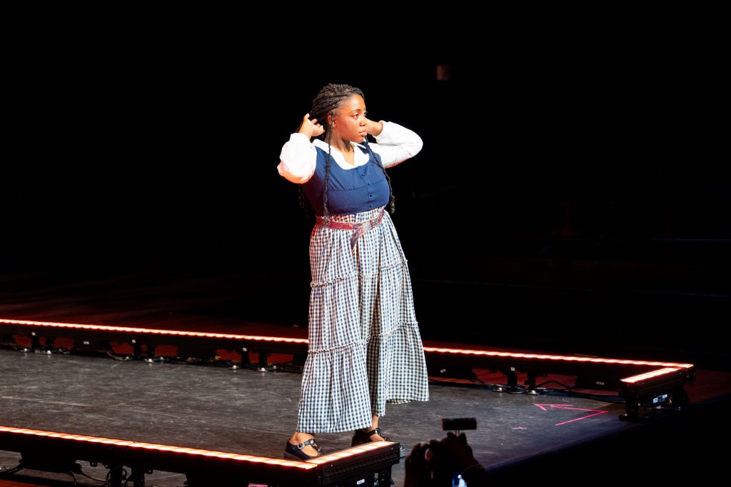 Woman posing on the runway