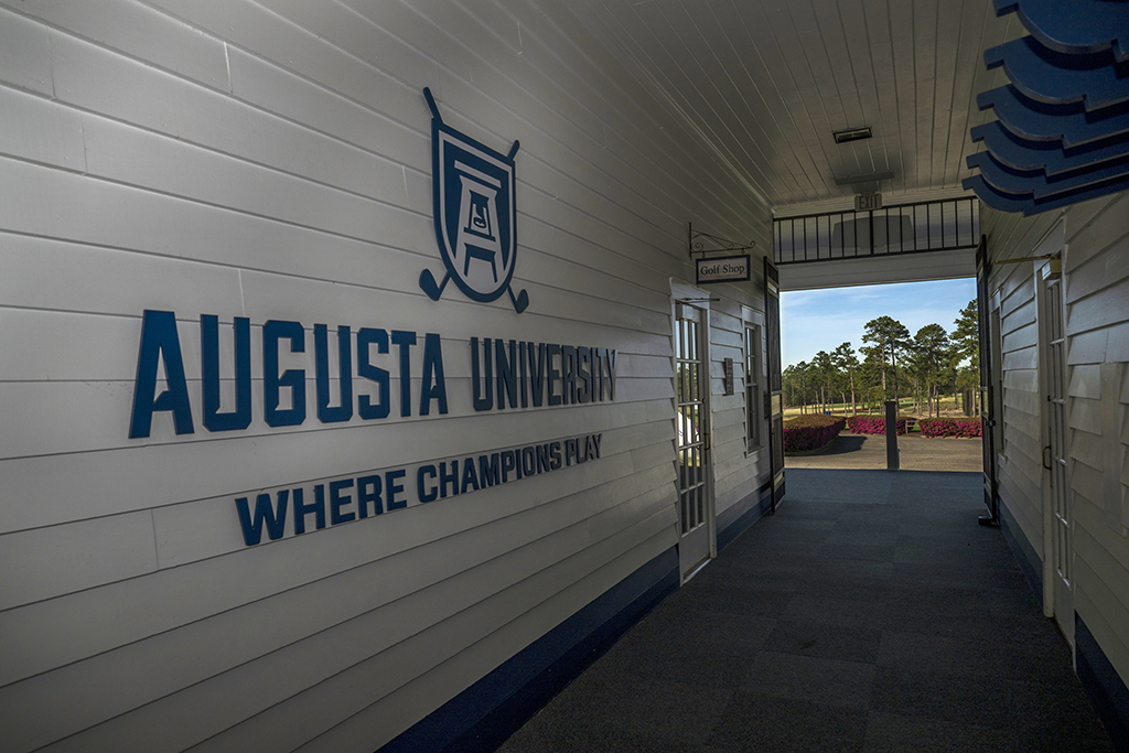 New signage on the wall inside the entry way