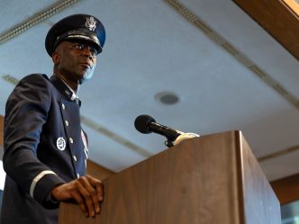 Brigadier General speaking to an audience