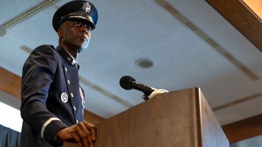 Brigadier General speaking to an audience