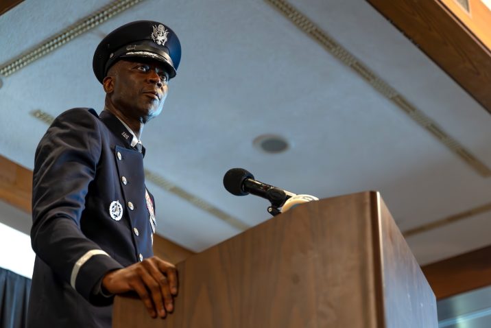 Brigadier General speaking to an audience