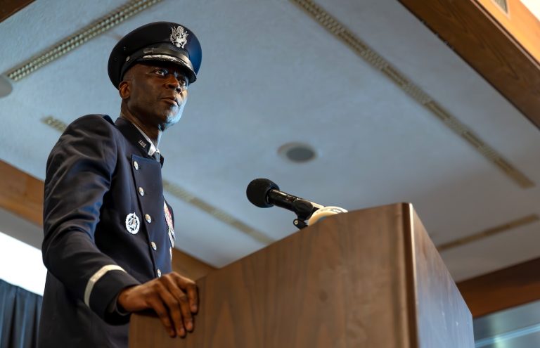 Brigadier General speaking to an audience