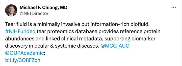 A screenshot of a post on X from NEI director Michael F. Chiang, MD.
