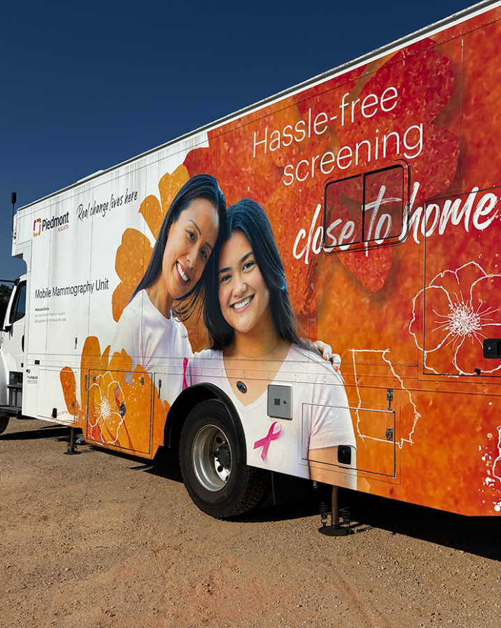 A mobile mammography unit.