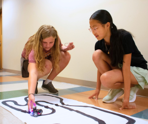 Students attending VICROY Kids Coding Camp testing their cutebots.