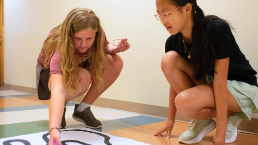 Students attending VICROY Kids Coding Camp testing their cutebots.