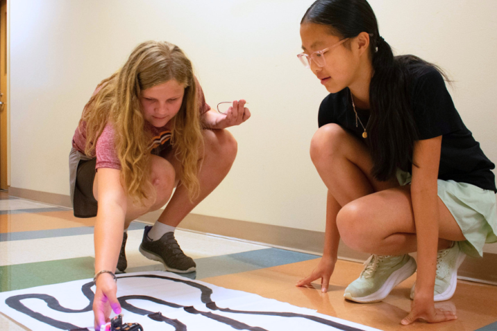Students attending VICROY Kids Coding Camp testing their cutebots.