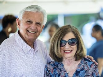 Man and woman smiling